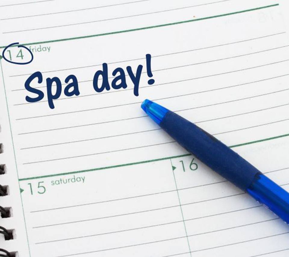 Spa day marked in planner